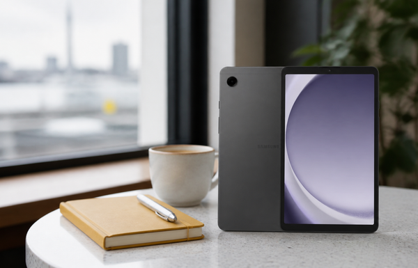 Samsung Galaxy Tab A9 LTE in a modern Auckland cafe setting
