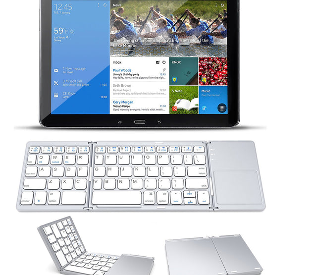 [R]Tri-folded plastic keyboard B033 with touchpad Universal for any bluetooth device for iOS/Andriod/Win system Silver