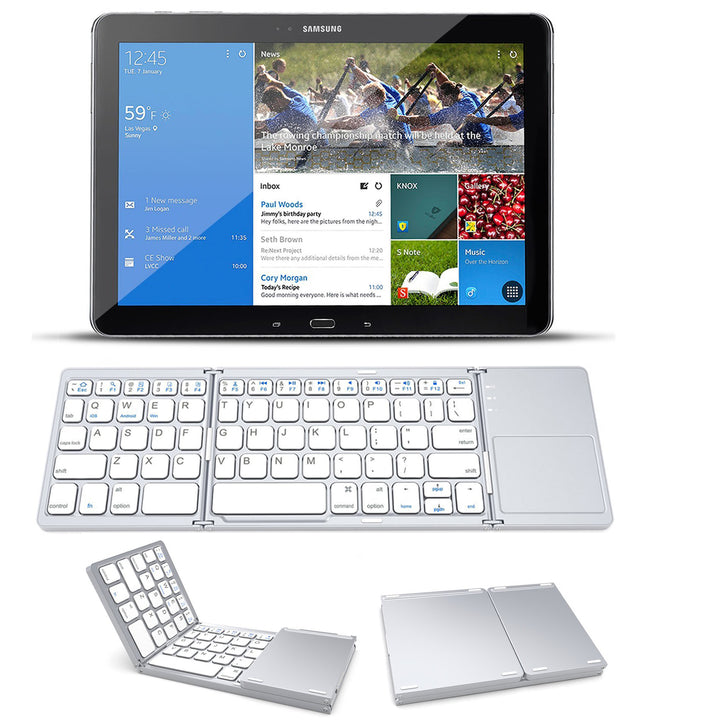 Tri-folded plastic keyboard B033 with touchpad Universal for any bluetooth device for iOS / Andriod / Win system Silver