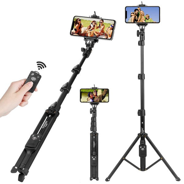 YUNTENG VCT-1388 Aluminum Tripod Selfie Stick with Phone Holder Remote Control