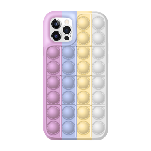 SWQ Bubble Silicone Phone Case for iPhone 12 Pro Max 6.7 Light pink, blue, yellow, white