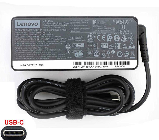 [K30]Original Lenovo 20v 3.25a 65W USB-C Power Adapter ADLX65YCC3A 01FR026 SA10M13950