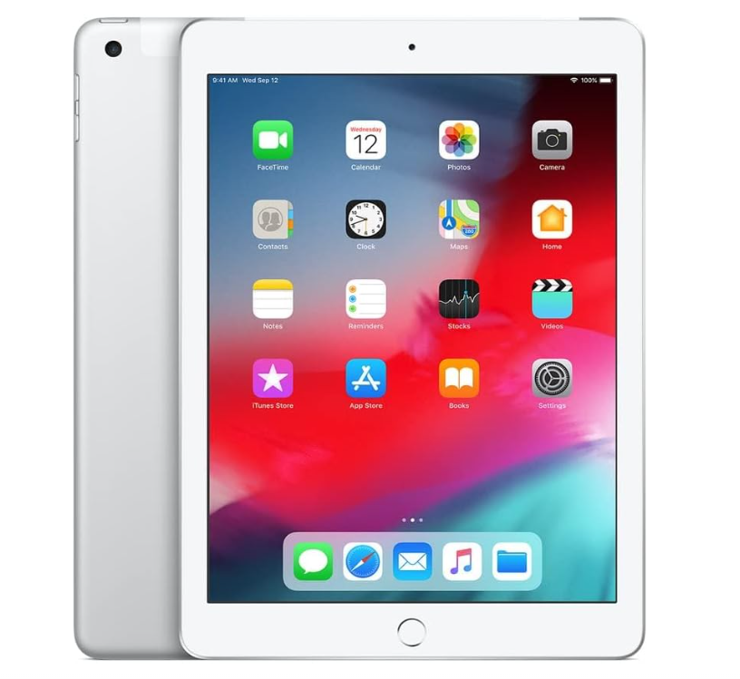iPad 6th Gen 9.7" Cellular + Wi-Fi 128GB Silver A1954 A Grade above 90% Battery Health( Refurbished ) - Touch ID not work