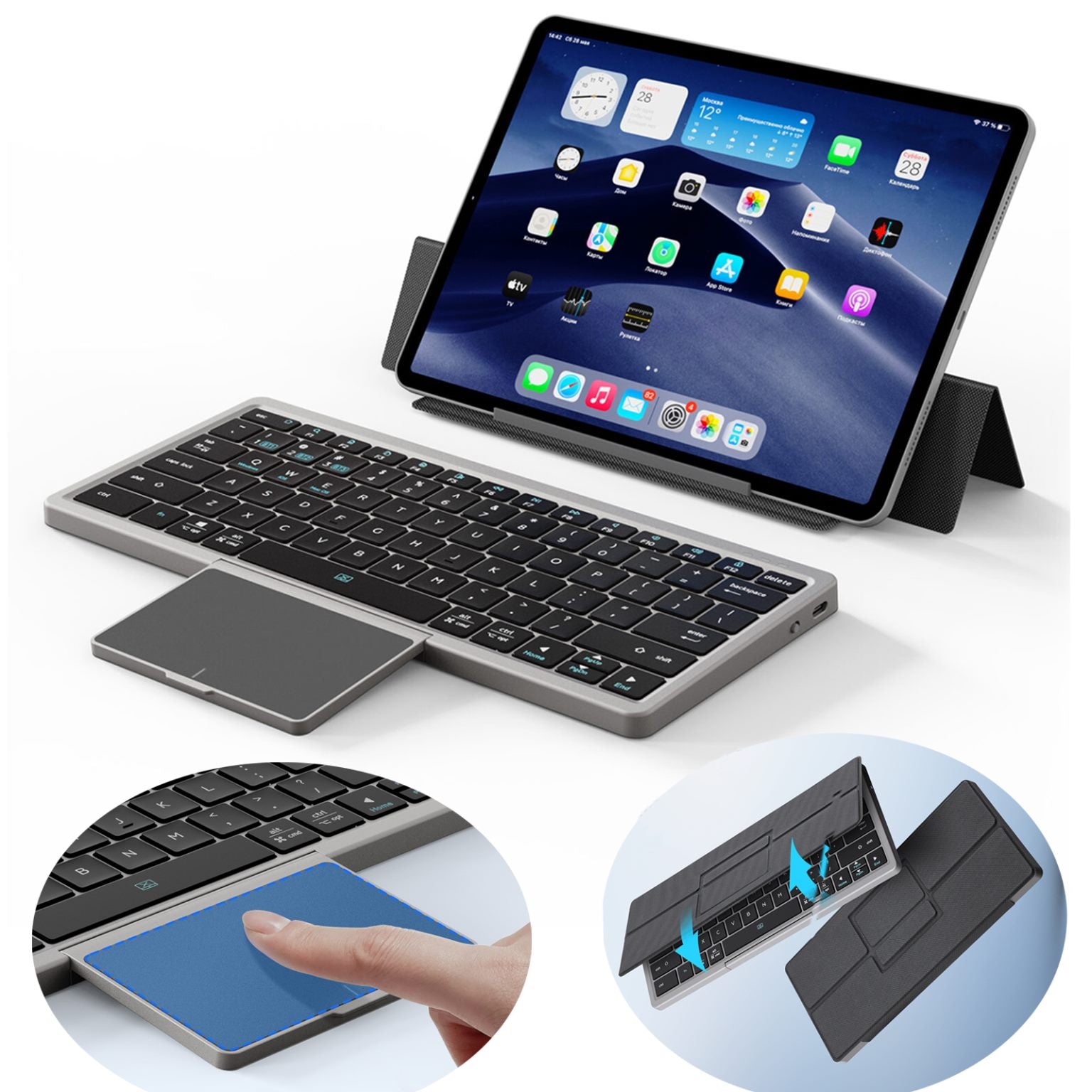 [R]DUX DUCIS OK Series OK-01  Universal Bluetooth Keyboard with Cover and Stand Black