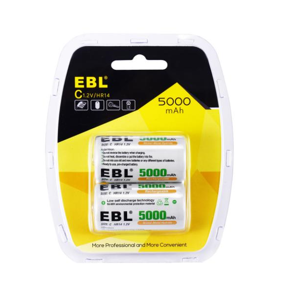 EBL LN-81532 2 Pack C Size 5000mAh 1.2V NI-MH Rechargeable Battery
