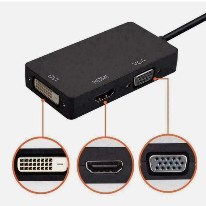 [5-A7]3-in-1 Display Port DP to VGA & HDMI & DVI Adapter Cable