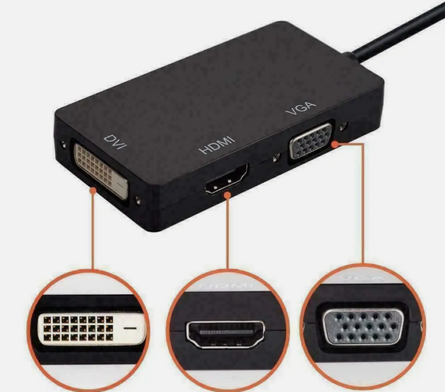 [5-A7]3-in-1 Display Port DP to VGA & HDMI & DVI Adapter Cable
