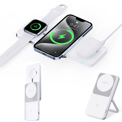 DUX DUCIS DOZZONE W19-01 3-in-1+ 15W Magnetic Wireless Charger Stand for Smartphone / Earbuds / Watch