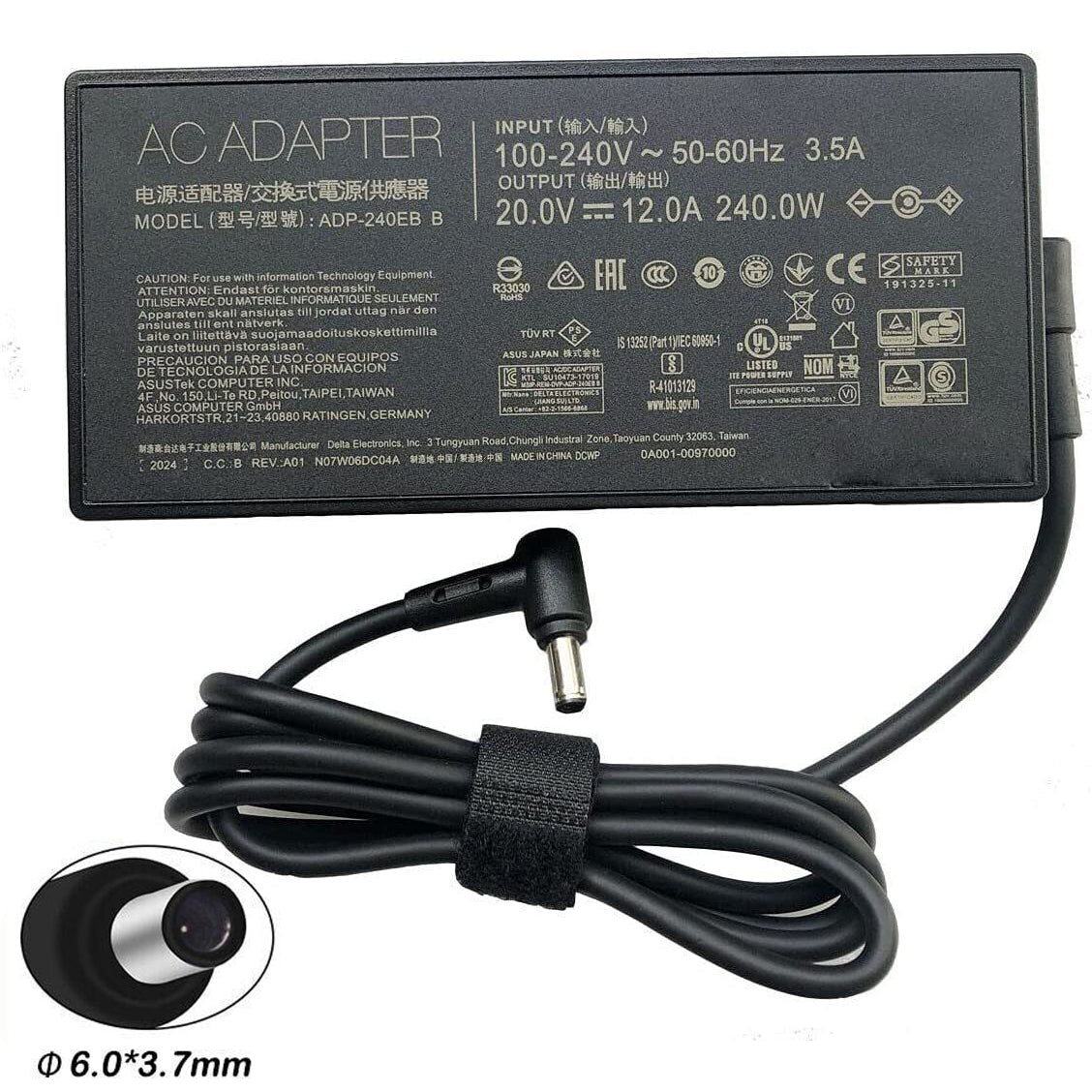 [K18]Original ASUS Power Adapter 20V 12A 6.0*3.7mm 240W ADP-240EB B For ASUS ROG Strix G713QM-K4141R G713IM-K4033R