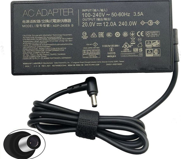 [K18]Original ASUS Power Adapter 20V 12A 6.0*3.7mm 240W ADP-240EB B For ASUS ROG Strix G713QM-K4141R G713IM-K4033R