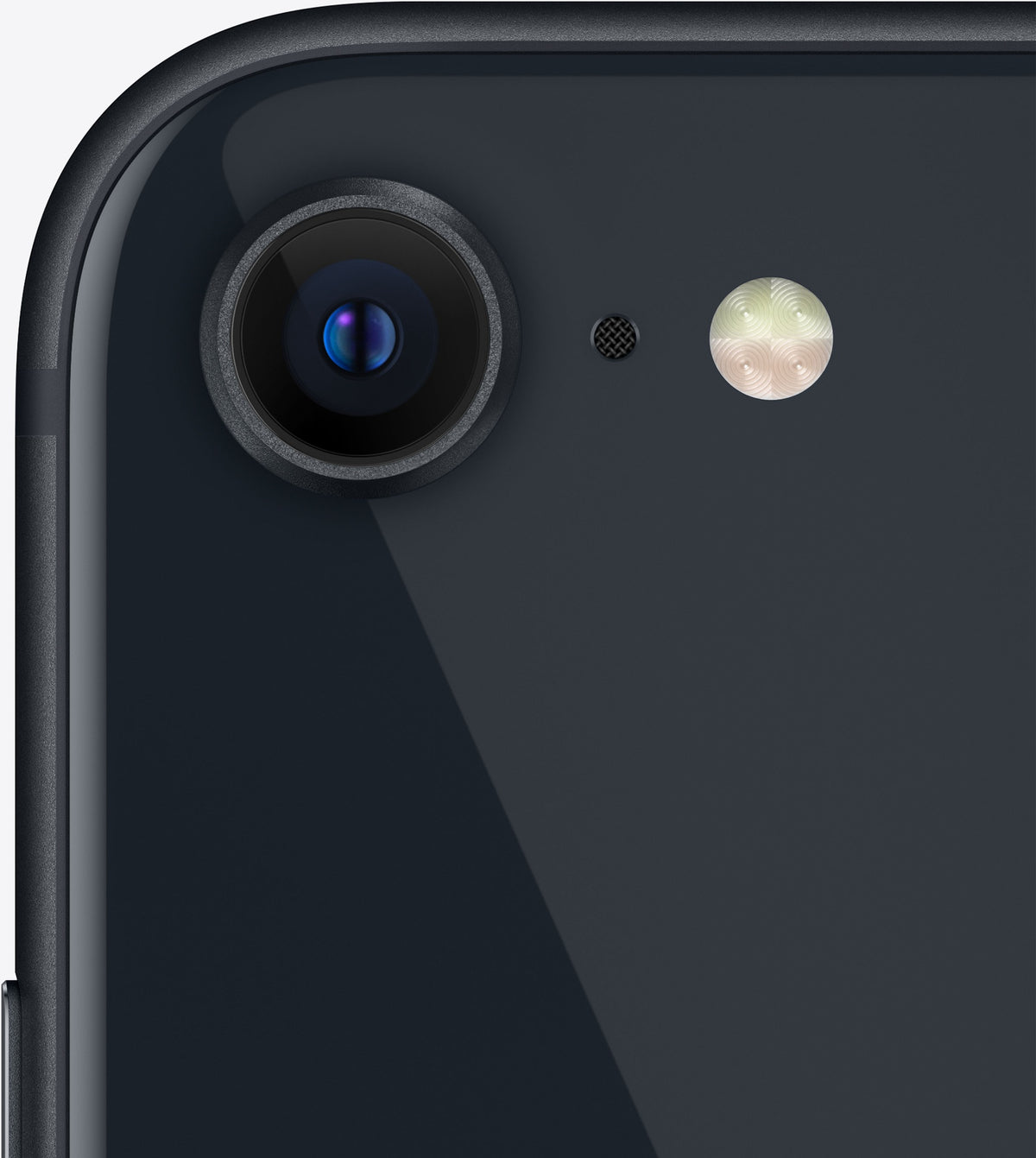 iPhone SE 2022 Midnight - rear camera detail (model illustration)