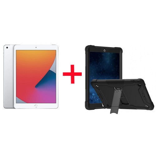 iPad 8th Gen 10.2" Wi-Fi Only 32GB Silver A2270 above 80% Battery Health Excellent Grade Frame Scratch with Armor Case (Refurbished)