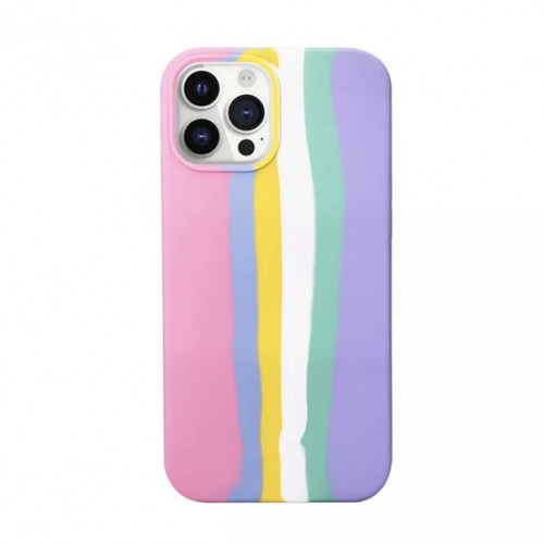 Rainbow Silicone Case #1 (Pink-Blue-Yellow) For iPhone 11 Pro Max