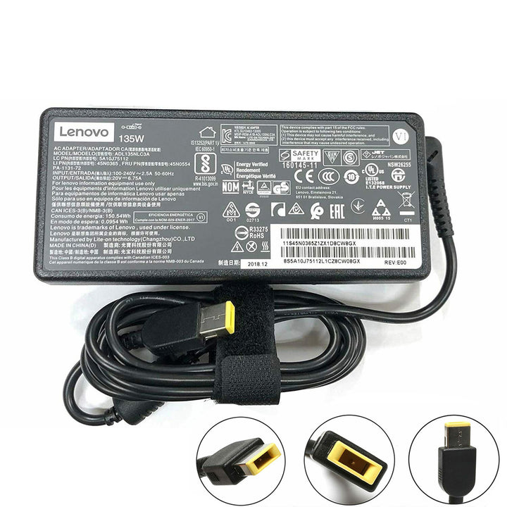 Original Lenovo Power Adapte 20V 6.75A 135w pin inside 10.5mm x 4mm square head