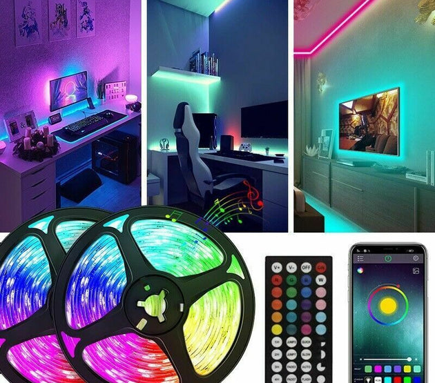 [AL3]12V USB RGB LED STRIP 5050 APP + IR44 Key  Control Strip Light 5M IP20-5M Set