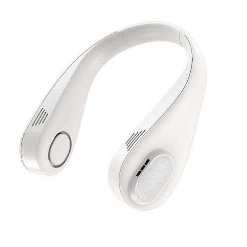 Portable USB Bladeless Neck Hanging Fan Cooler Rechargeable Cooling Neckband L18 5V-1A White
