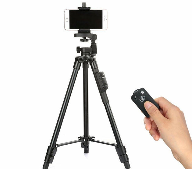 [AL3]YUNTENG 5208 Aluminum Tripod with 3-Way Head & Bluetooth Remote for Camera Phone