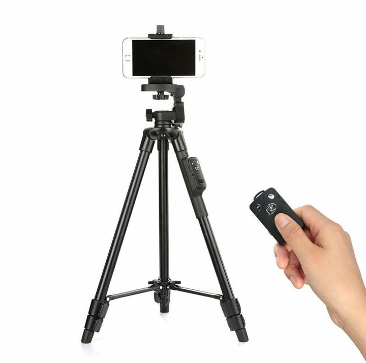 YUNTENG 5208 Aluminum Tripod with 3-Way Head & Bluetooth Remote for Camera Phone