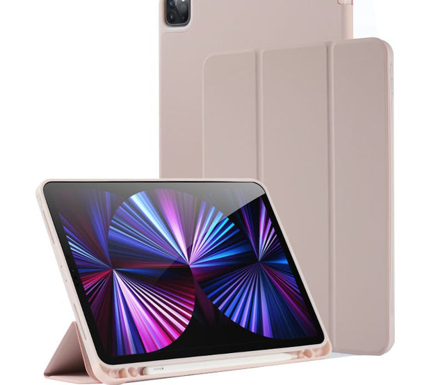 [R]Flip iPad Case Soft Silicone Back Cover with pen slot for IPAD 9.7 5/AIR2 6/Air1 2017/2018 Pink