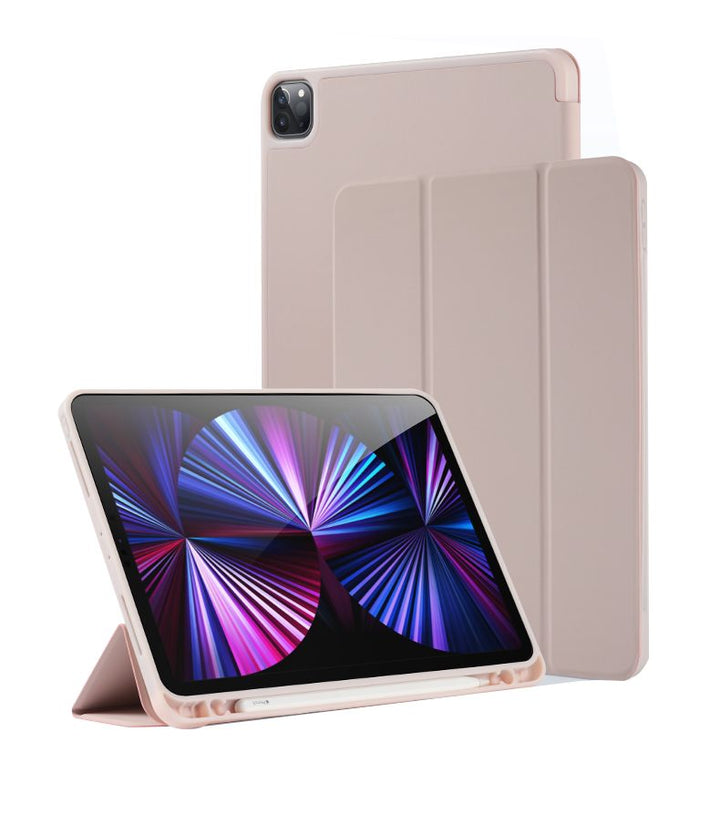 Flip iPad Case Soft Silicone Back Cover with pen slot for iPad 9.7 5 / AIR2 6 / Air1 2017 / 2018 Pink
