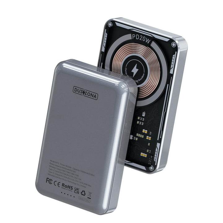 DUZZONA W12 Transparent Magnetic Wireless Power Bnak 10000mAh MagSafe Compatible