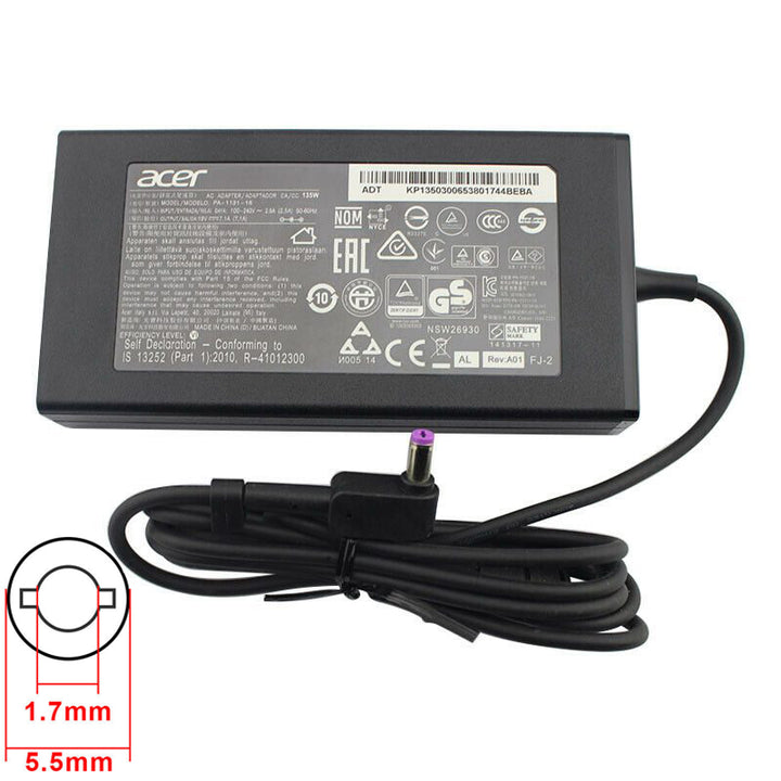 Genuine Acer 19V 7.1A 135W 5.5x1.7mm Power Charger Adapter PA-1131-16
