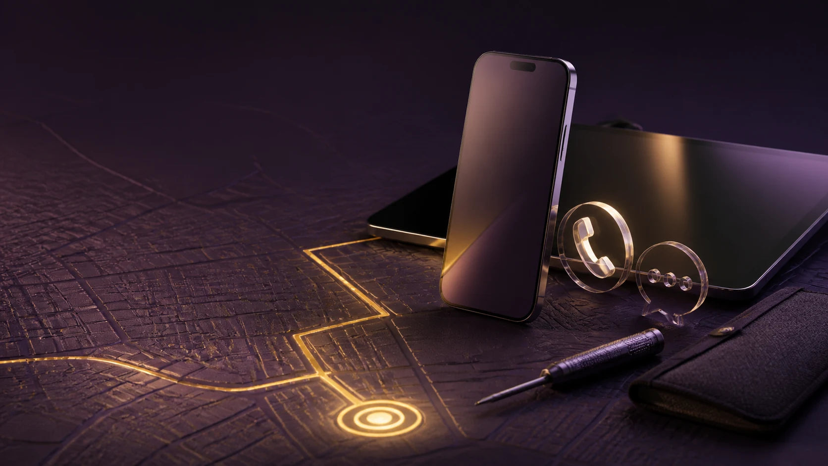 A connected phone and tablet visual representing local MoboPlus contact and support